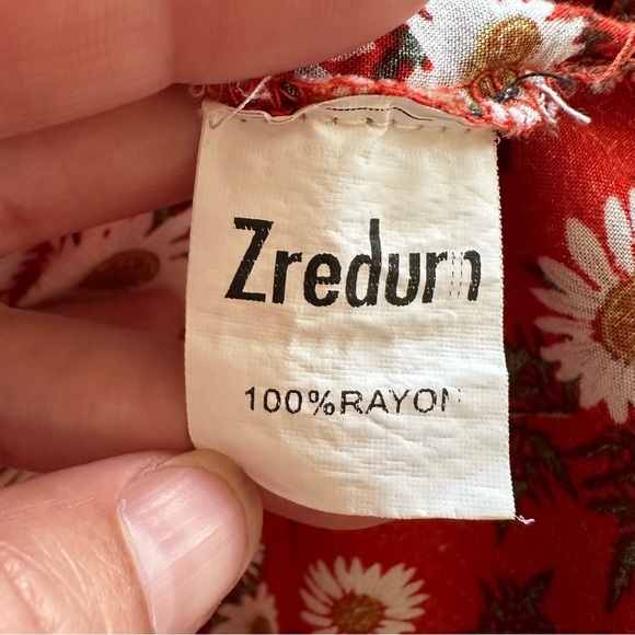 Red Daisy Maxi Skirt Pockets Women S Fall Cottagecore Flower Child Cottagecore - Picture 4 of 11